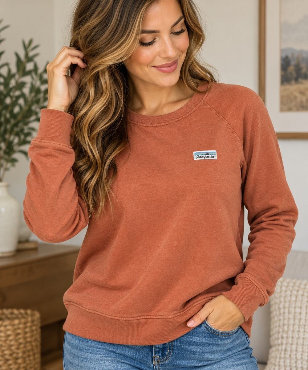 Patagonia Organic Cotton Crewneck Sweatshirt Womens M Rust Terracotta Pullover